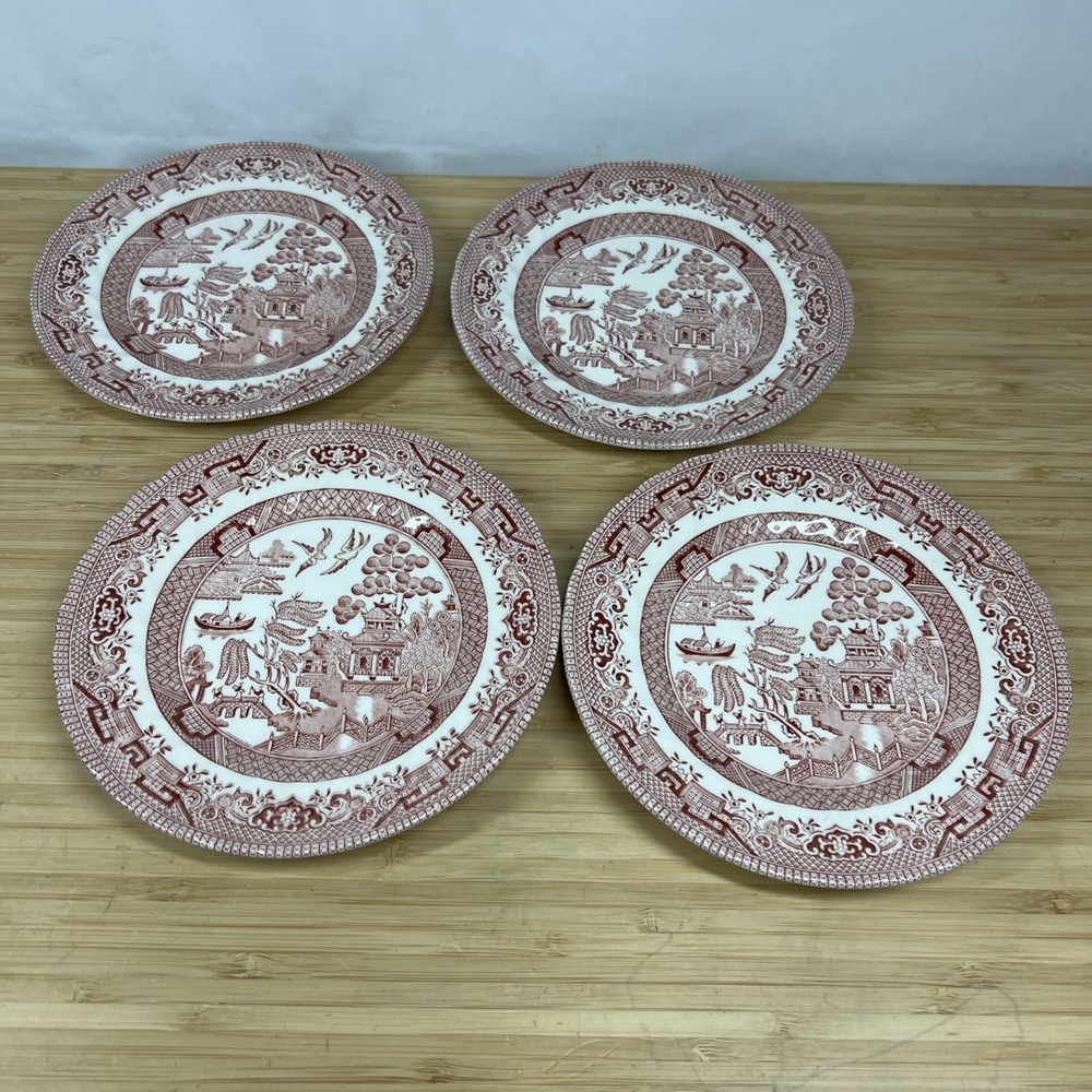 Royal Wessex Willow Rosa Pink 7" Salad Dessert Plates Set of 4 England China